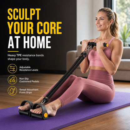 Bande de résistance avec pédales multifonctionnelle, corde de traction élastique pour exercices abdominaux, entraînement à domicile, yoga et Pilates, fitness pour hommes et femmes