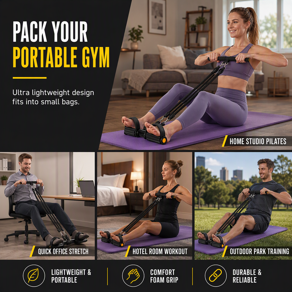 Bande de résistance avec pédales multifonctionnelle, corde de traction élastique pour exercices abdominaux, entraînement à domicile, yoga et Pilates, fitness pour hommes et femmes