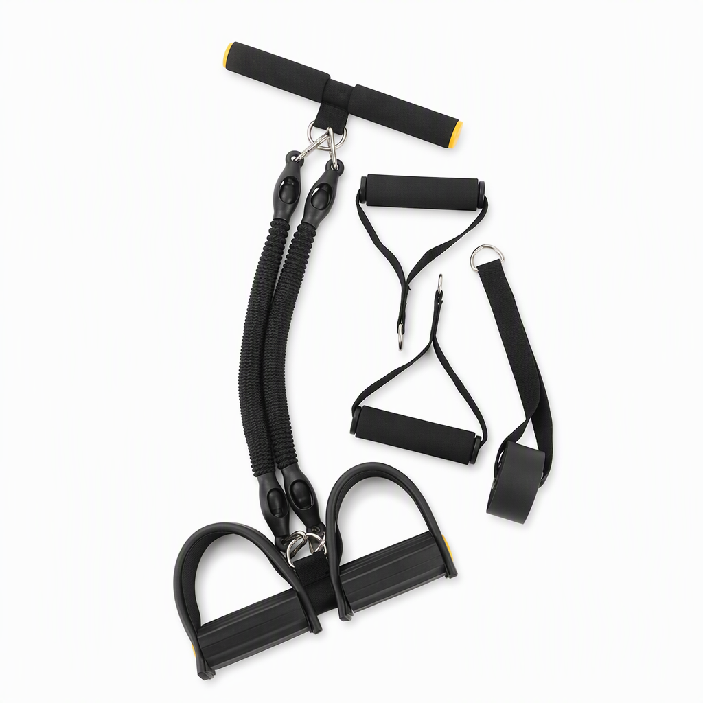 Bande de résistance avec pédales multifonctionnelle, corde de traction élastique pour exercices abdominaux, entraînement à domicile, yoga et Pilates, fitness pour hommes et femmes