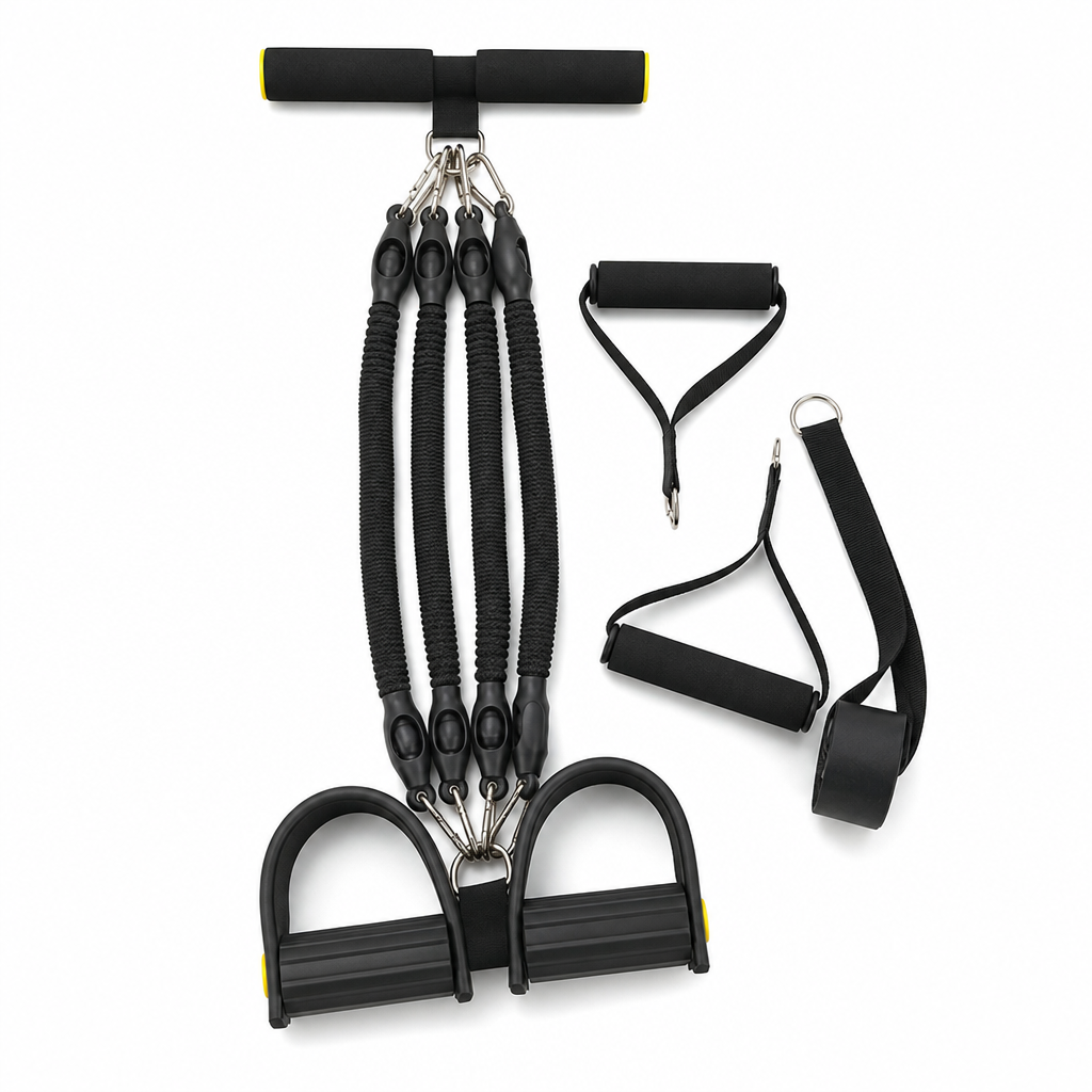 Bande de résistance avec pédales multifonctionnelle, corde de traction élastique pour exercices abdominaux, entraînement à domicile, yoga et Pilates, fitness pour hommes et femmes