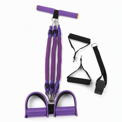 Bande de résistance avec pédales multifonctionnelle, corde de traction élastique pour exercices abdominaux, entraînement à domicile, yoga et Pilates, fitness pour hommes et femmes