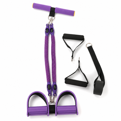 Bande de résistance avec pédales multifonctionnelle, corde de traction élastique pour exercices abdominaux, entraînement à domicile, yoga et Pilates, fitness pour hommes et femmes
