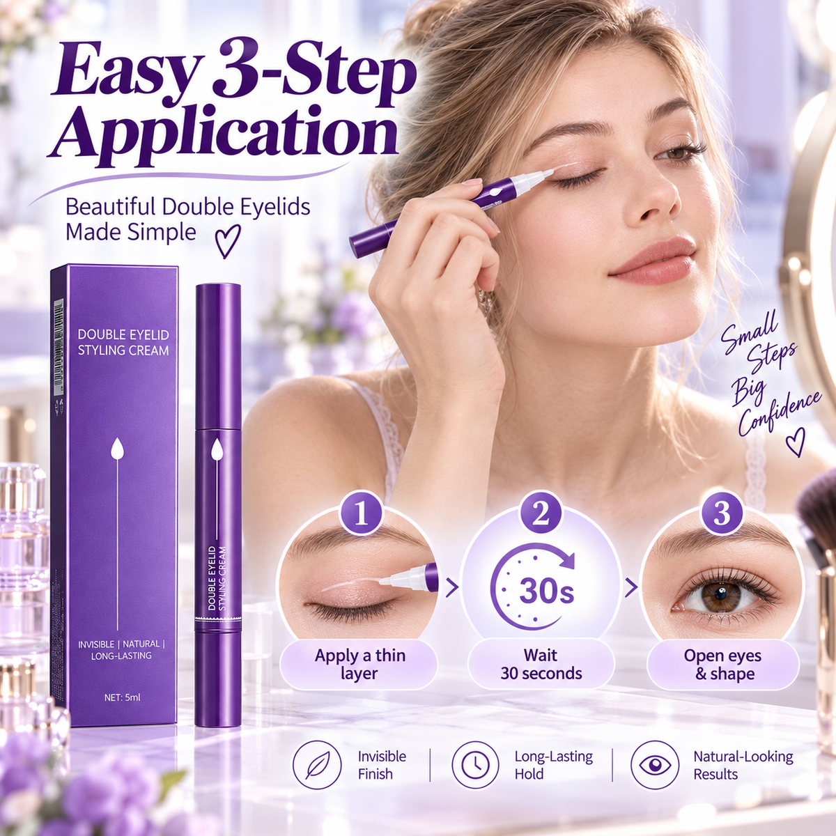 Stylo crème invisible pour paupières doubles
