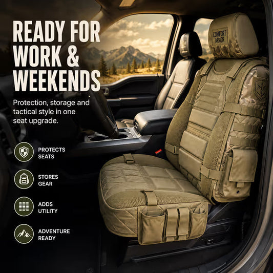 Tactical Car Seat Cover with Storage Pockets