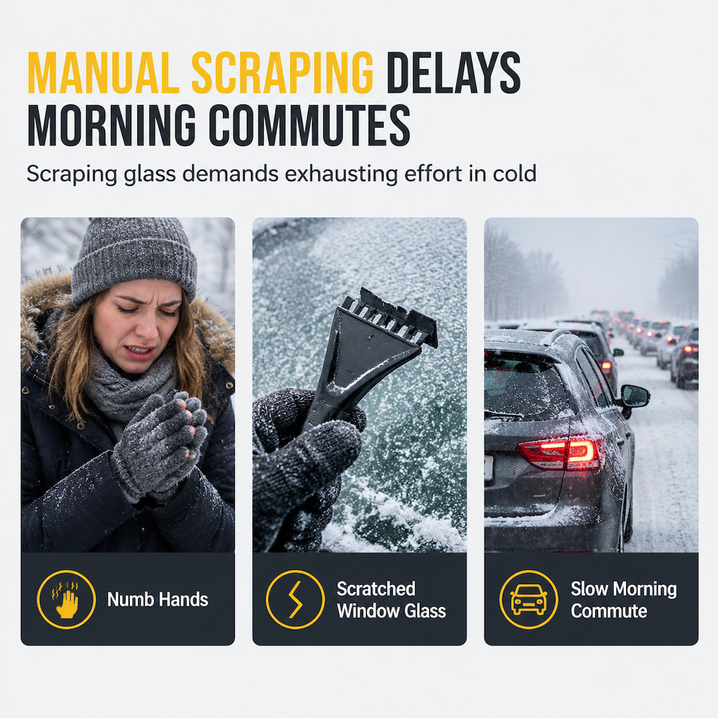 Grattoir à neige et dégivreur électrique pour pare-brise de voiture, outil d'hiver pour l'élimination de la neige