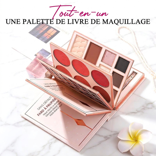💄50% DE RÉDUCTION MAINTENANT !🥳🥳 Palette Livre de Maquillage Tout-en-un – Kit de Maquillage Multi-couches avec Fards à Paupières, Blush, Contour et Enlumineur, Livre de Maquillage Pliable et Portable pour le Quotidien et les Fêtes
