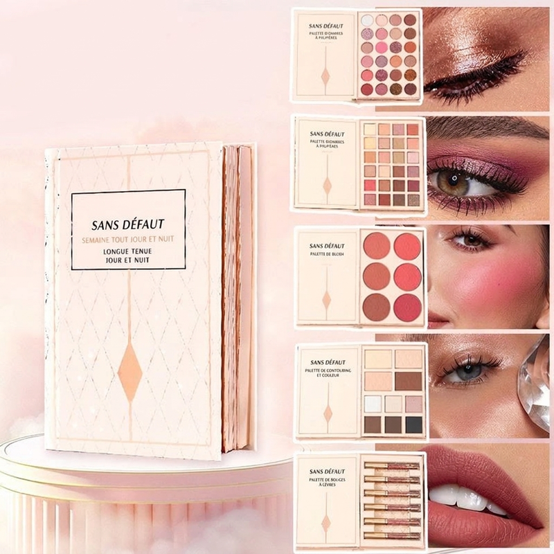 💄50% DE RÉDUCTION MAINTENANT !🥳🥳 Palette Livre de Maquillage Tout-en-un – Kit de Maquillage Multi-couches avec Fards à Paupières, Blush, Contour et Enlumineur, Livre de Maquillage Pliable et Portable pour le Quotidien et les Fêtes