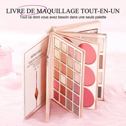 💄50% DE RÉDUCTION MAINTENANT !🥳🥳 Palette Livre de Maquillage Tout-en-un – Kit de Maquillage Multi-couches avec Fards à Paupières, Blush, Contour et Enlumineur, Livre de Maquillage Pliable et Portable pour le Quotidien et les Fêtes