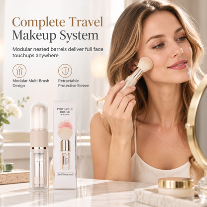 🖌️🔥DERNIER JOUR -50% ! Pinceaux maquillage rétractables portables, multifonctionnels, pinceau poudre et lèvres silicone✨