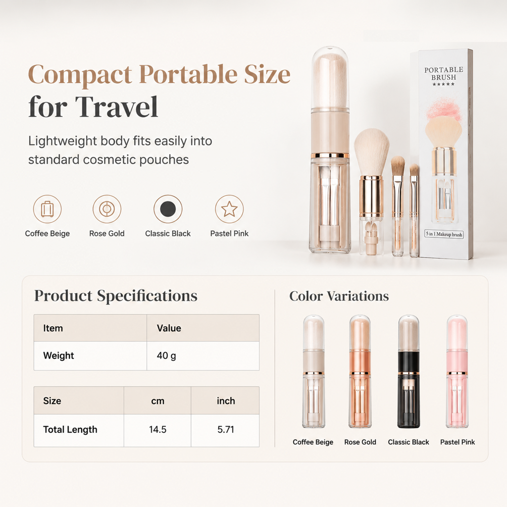 🖌️🔥DERNIER JOUR -50% ! Pinceaux maquillage rétractables portables, multifonctionnels, pinceau poudre et lèvres silicone✨