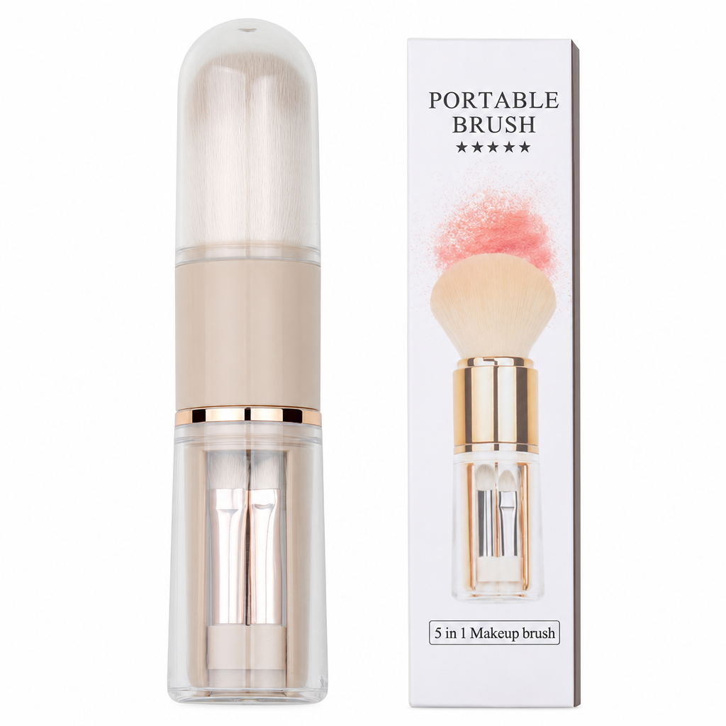 🖌️🔥DERNIER JOUR -50% ! Pinceaux maquillage rétractables portables, multifonctionnels, pinceau poudre et lèvres silicone✨