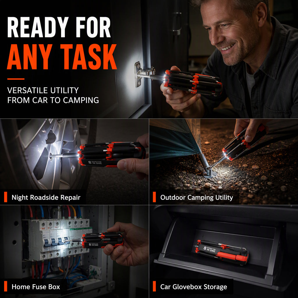 📢📢50 % DE RÉDUCTION !! ⏰Tournevis Multifonction avec Lampe LED Intégrée