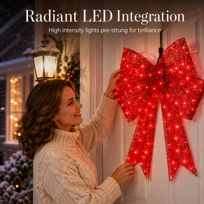 🎄50% DE RÉDUCTION ! 🎀 Grand nœud de Noël LED – résistant aux intempéries et pour sapin de Noël, fenêtre, porte et jardin