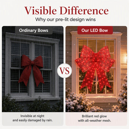 🎄50% DE RÉDUCTION ! 🎀 Grand nœud de Noël LED – résistant aux intempéries et pour sapin de Noël, fenêtre, porte et jardin