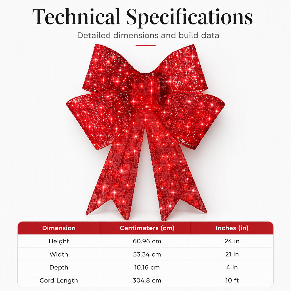 🎄50% DE RÉDUCTION ! 🎀 Grand nœud de Noël LED – résistant aux intempéries et pour sapin de Noël, fenêtre, porte et jardin