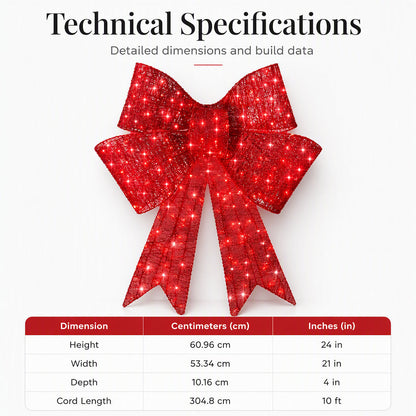 🎄50% DE RÉDUCTION ! 🎀 Grand nœud de Noël LED – résistant aux intempéries et pour sapin de Noël, fenêtre, porte et jardin