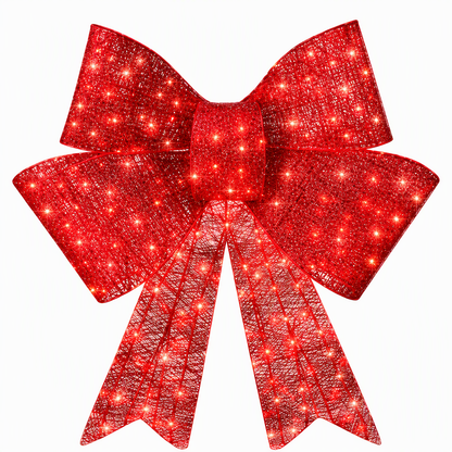 🎄50% DE RÉDUCTION ! 🎀 Grand nœud de Noël LED – résistant aux intempéries et pour sapin de Noël, fenêtre, porte et jardin