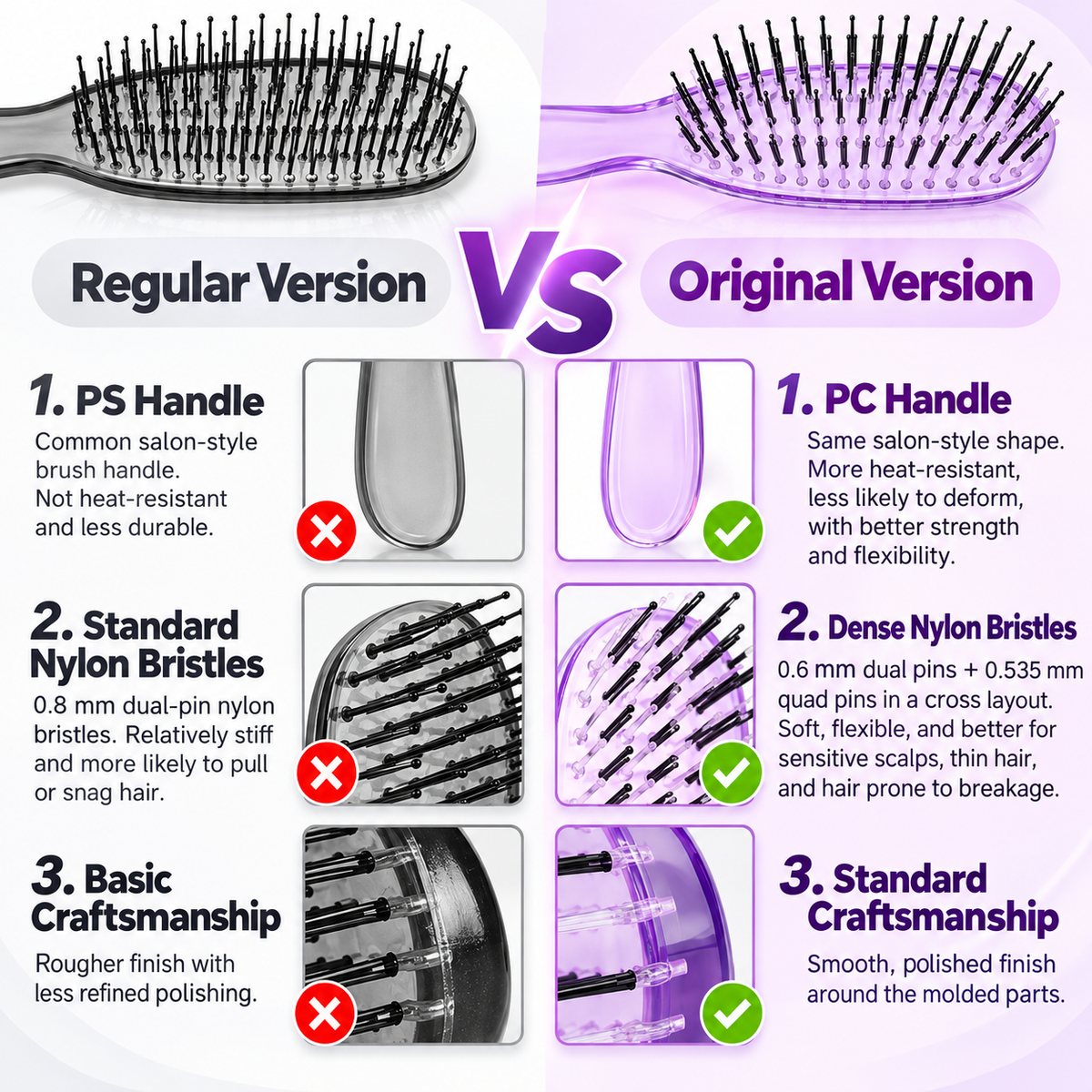 ✨ Brosse démêlante et massante – Démêle instantanément les nœuds en douceur, sur cheveux secs ou mouillés 💆‍♀️