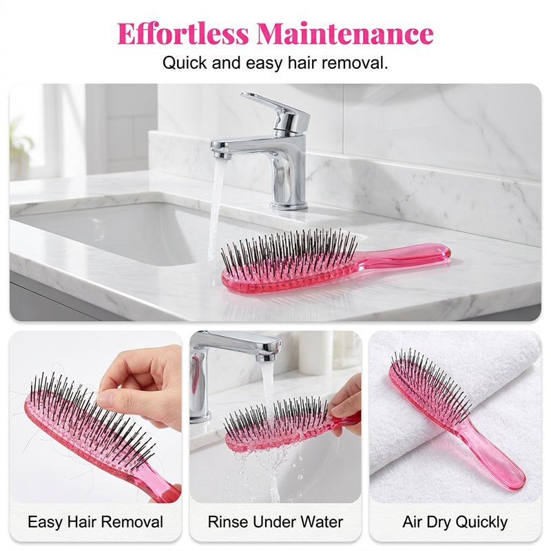 ✨ Brosse démêlante et massante – Démêle instantanément les nœuds en douceur, sur cheveux secs ou mouillés 💆‍♀️