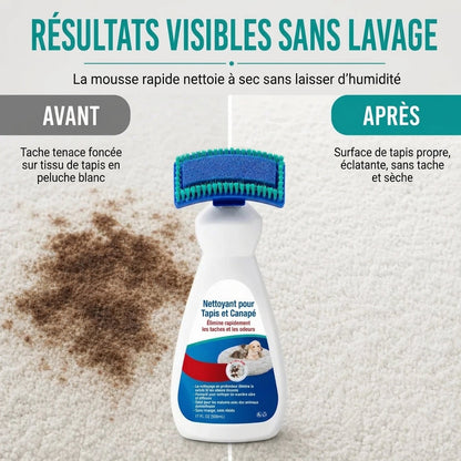 Nettoyez instantanément tapis et canapés ! Mousse nettoyante pour tissus sans eau