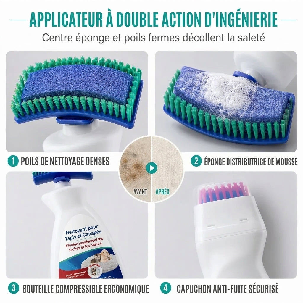 Nettoyez instantanément tapis et canapés ! Mousse nettoyante pour tissus sans eau