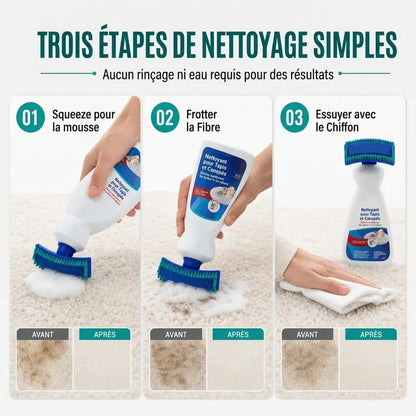 Nettoyez instantanément tapis et canapés ! Mousse nettoyante pour tissus sans eau