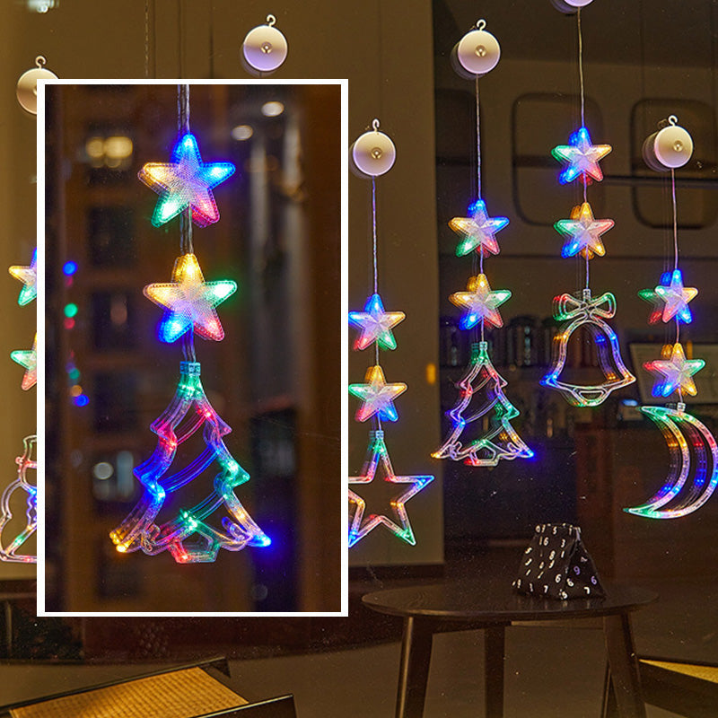 Décorations de Noël LED à ventouse pour fenêtres – À piles, blanc chaud ou multicolore