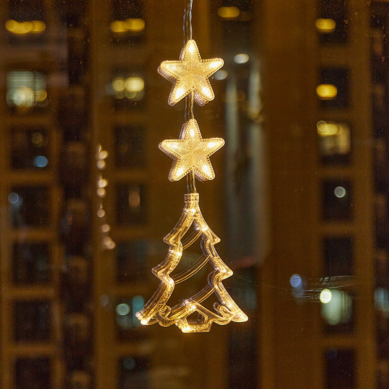 Décorations de Noël LED à ventouse pour fenêtres – À piles, blanc chaud ou multicolore