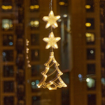 Décorations de Noël LED à ventouse pour fenêtres – À piles, blanc chaud ou multicolore