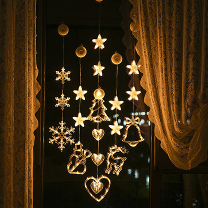 Décorations de Noël LED à ventouse pour fenêtres – À piles, blanc chaud ou multicolore