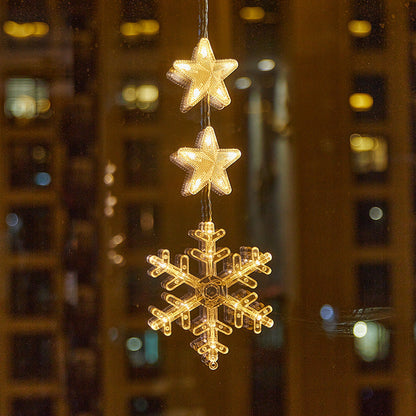 Décorations de Noël LED à ventouse pour fenêtres – À piles, blanc chaud ou multicolore