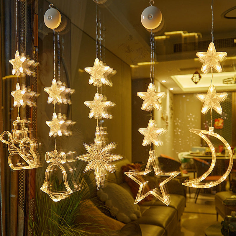 Décorations de Noël LED à ventouse pour fenêtres – À piles, blanc chaud ou multicolore