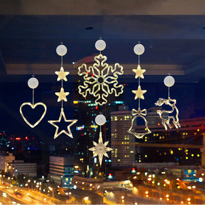 Décorations de Noël LED à ventouse pour fenêtres – À piles, blanc chaud ou multicolore