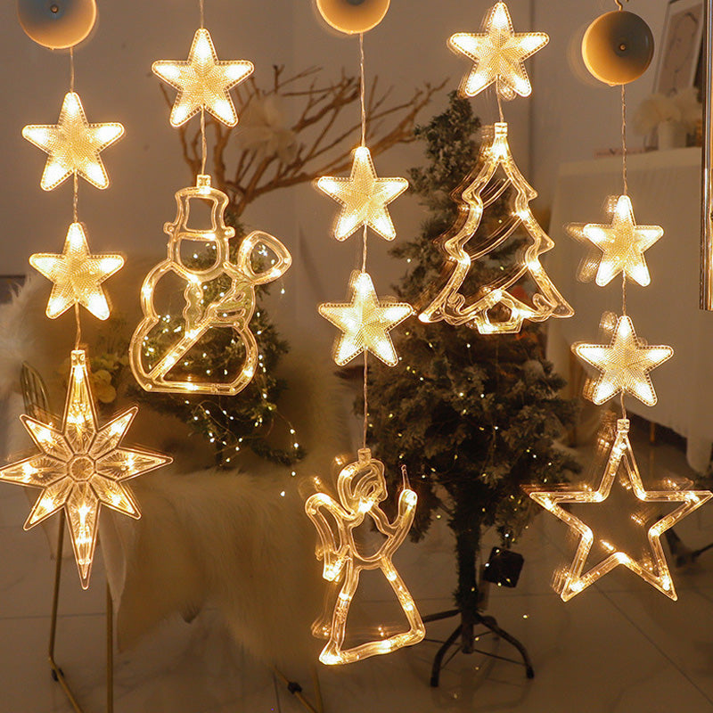 Décorations de Noël LED à ventouse pour fenêtres – À piles, blanc chaud ou multicolore