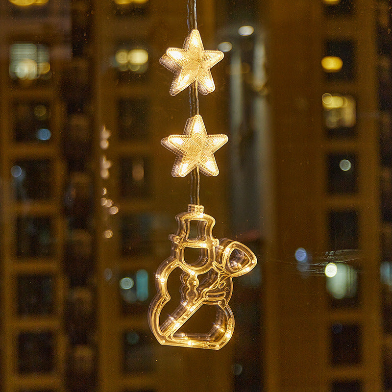 Décorations de Noël LED à ventouse pour fenêtres – À piles, blanc chaud ou multicolore