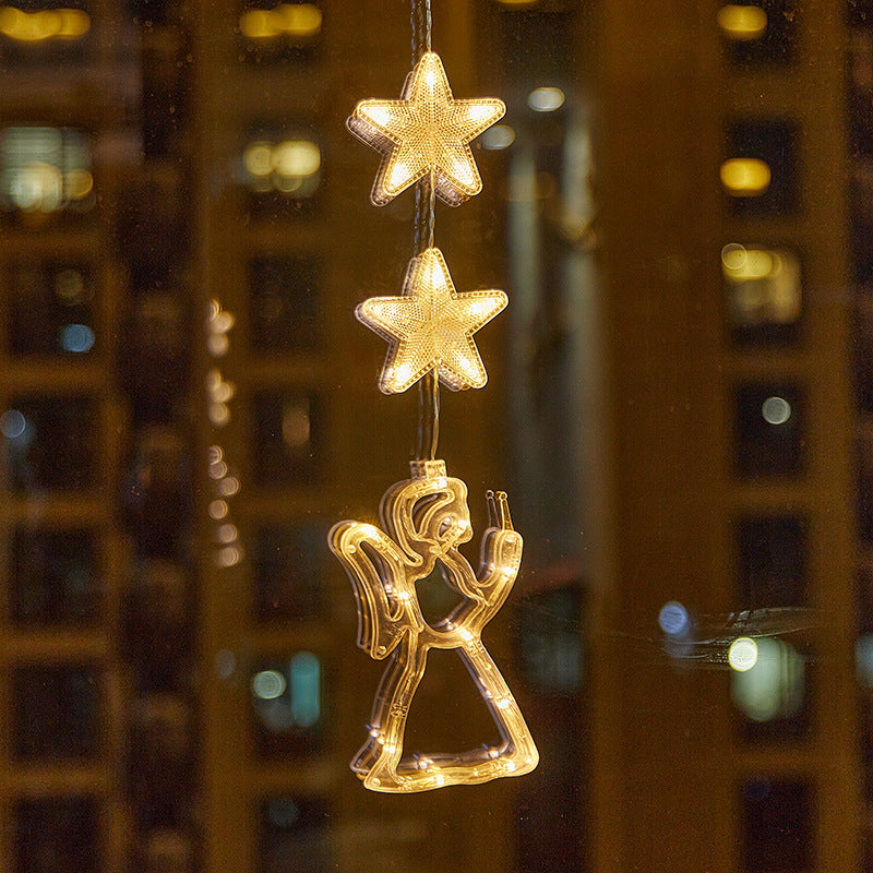 Décorations de Noël LED à ventouse pour fenêtres – À piles, blanc chaud ou multicolore