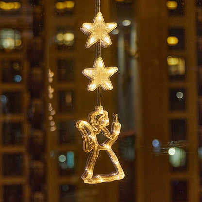 Décorations de Noël LED à ventouse pour fenêtres – À piles, blanc chaud ou multicolore