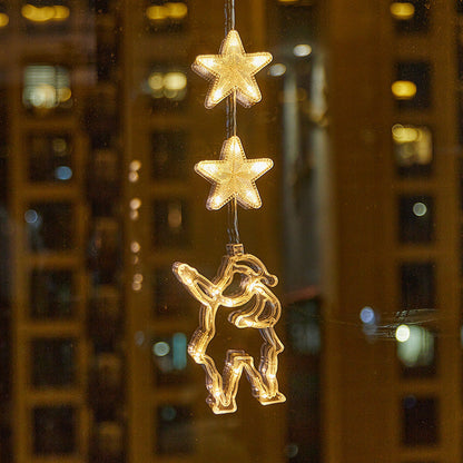 Décorations de Noël LED à ventouse pour fenêtres – À piles, blanc chaud ou multicolore