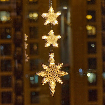 Décorations de Noël LED à ventouse pour fenêtres – À piles, blanc chaud ou multicolore