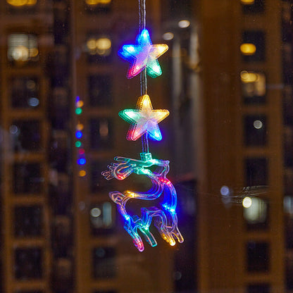 Décorations de Noël LED à ventouse pour fenêtres – À piles, blanc chaud ou multicolore
