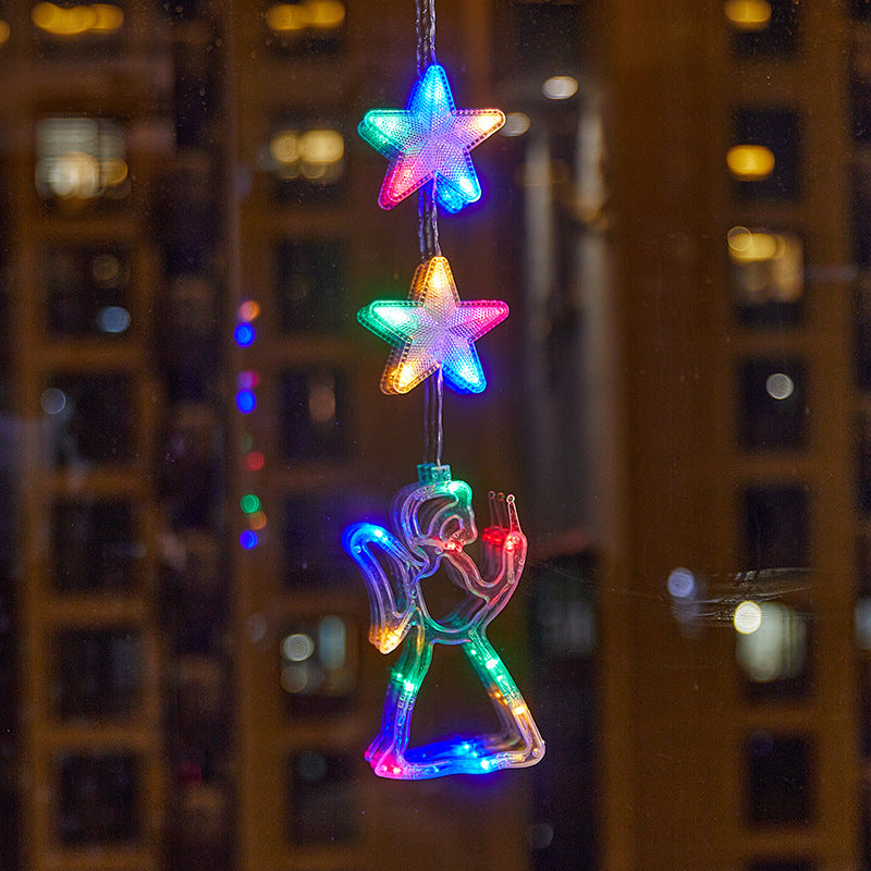 Décorations de Noël LED à ventouse pour fenêtres – À piles, blanc chaud ou multicolore