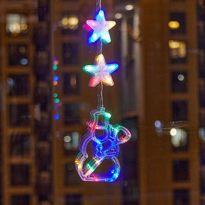 Décorations de Noël LED à ventouse pour fenêtres – À piles, blanc chaud ou multicolore