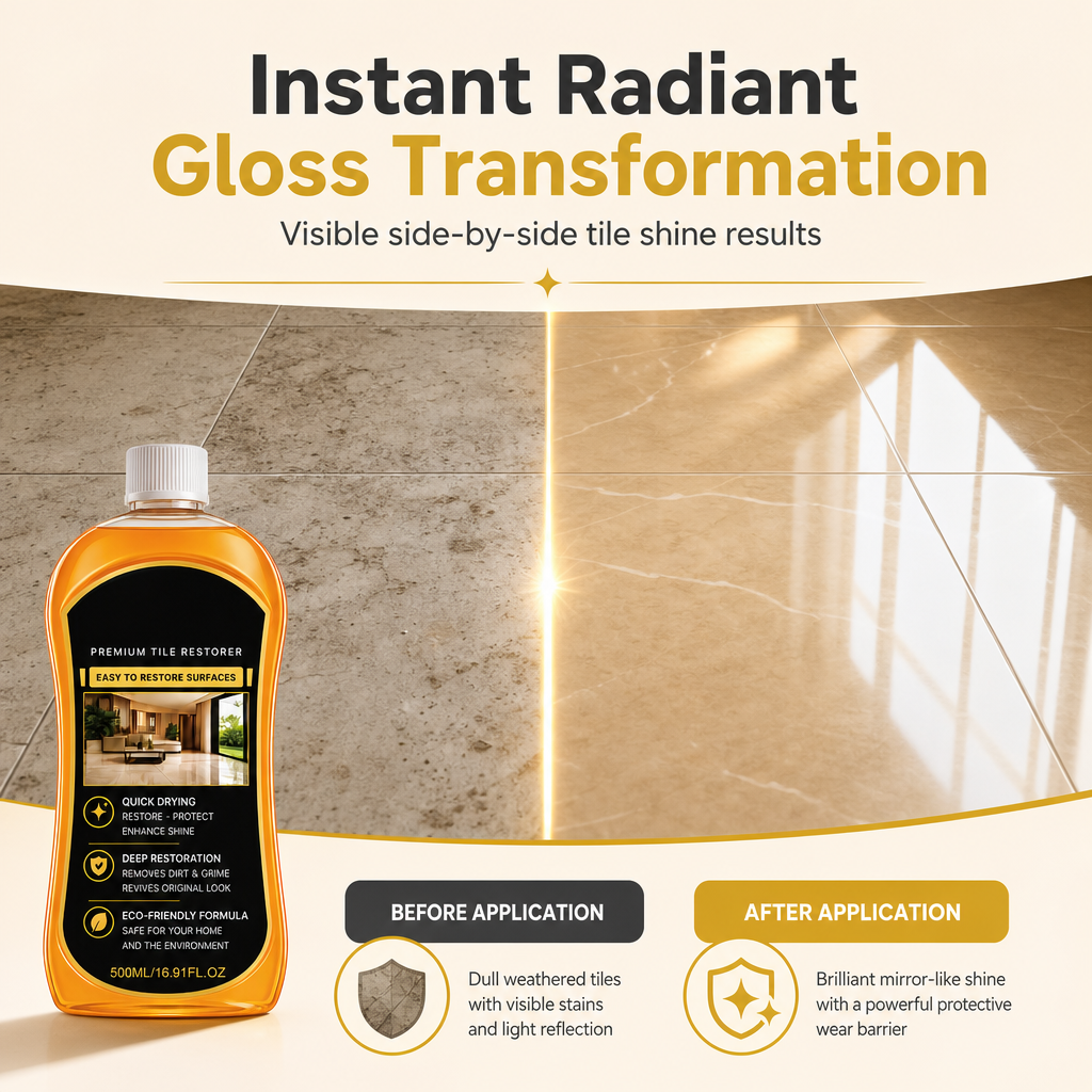 🥳2026 HOT SALE🥳💞50K+ SOLD! 🧼✨ 50% OFF! Tile & Floor Restorer & Polish – deep cleans grime, fills micro-scratches & restores mirror-like gloss. Quick-dry for ceramic tiles & hard floors! 🛡️✅