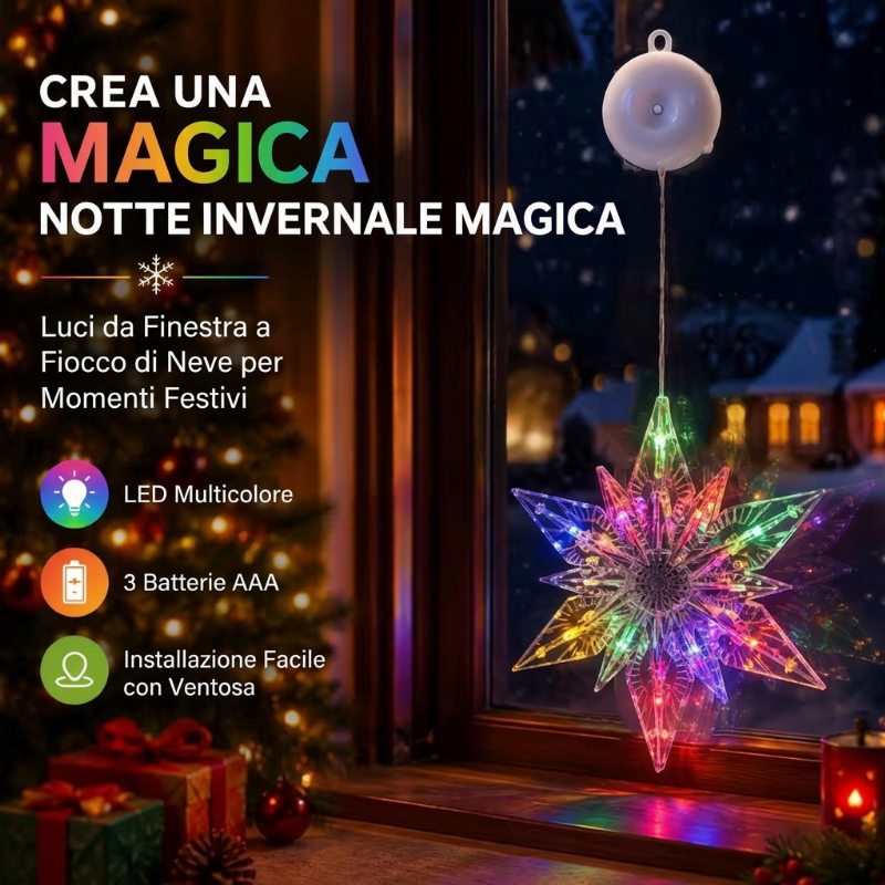 Décorations de Noël LED à ventouse pour fenêtres – À piles, blanc chaud ou multicolore