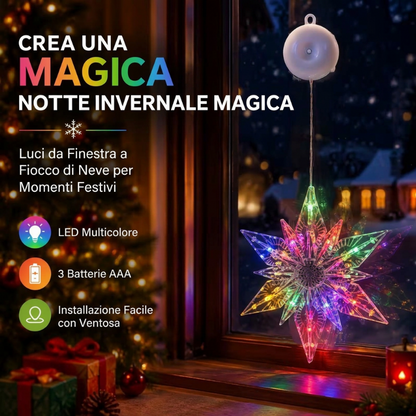 Décorations de Noël LED à ventouse pour fenêtres – À piles, blanc chaud ou multicolore