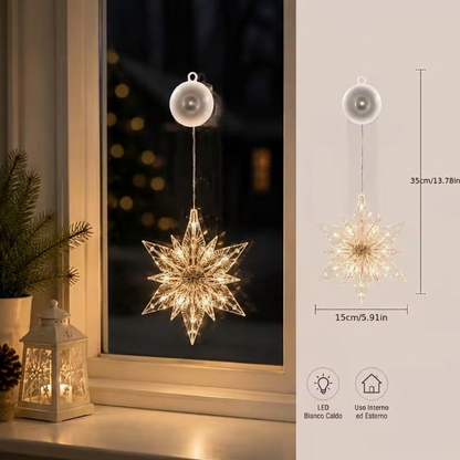 Décorations de Noël LED à ventouse pour fenêtres – À piles, blanc chaud ou multicolore