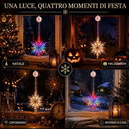 Décorations de Noël LED à ventouse pour fenêtres – À piles, blanc chaud ou multicolore