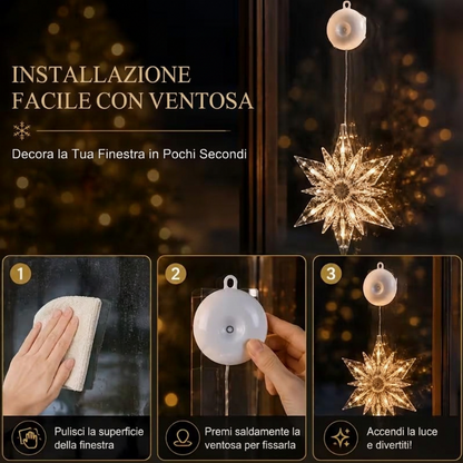 Décorations de Noël LED à ventouse pour fenêtres – À piles, blanc chaud ou multicolore
