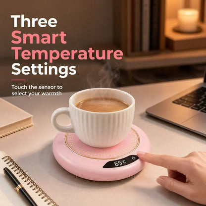☕ -50 % ! ✨ Chauffe-tasse électrique – 3 modes de température réglables, arrêt automatique intelligent après 8 heures, compatibilité avec les tasses à fond plat large et chauffage basse consommation de 20 W – 3 couleurs 🍵