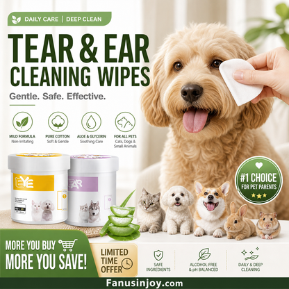 🌿 1 acheté 1 offert 🐶 Lingettes nettoyantes yeux et oreilles – À base de plantes, sans parfum, nettoie en douceur les yeux et les oreilles de votre compagnon à quatre pattes 🐱💚